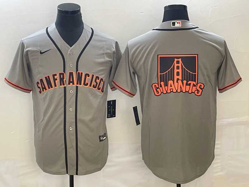 Mens San Francisco Giants Gray Team Big Logo Cool Base Stitched Jersey->san francisco giants->MLB Jersey